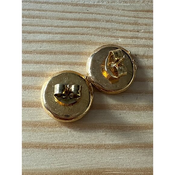 Diamond Dust Cats Eye Stud Earrings Post & Backings - Picture 2 of 3